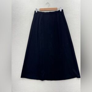 Talbots Women’s 12 Petites Black Velvet Midi Skirt Elastic Waist Flowy A Line